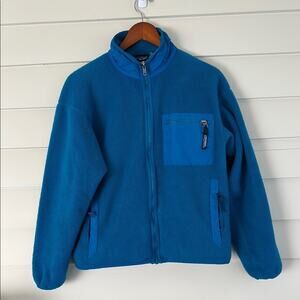 Vintage Patagonia Kids Fleece Jacket Full Zip USA Made Turquoise Blue Size 10